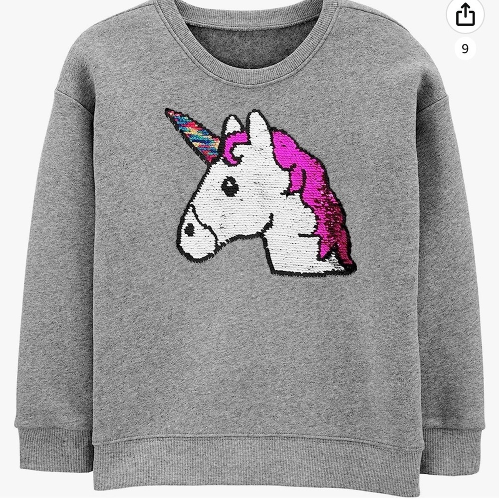 OshKosh B'Gosh Girls' Kids Flip Sequin Unicorn Flip crewneck sweater pul…